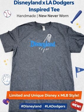 Disneyland x LA Dodgers Inspired Tee | Handmade Graphic Shirt | New Never Worn |